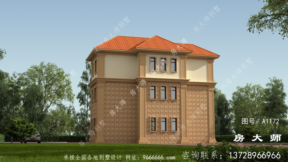 复式三层别墅，简单欧式设计，农村三层住宅设计