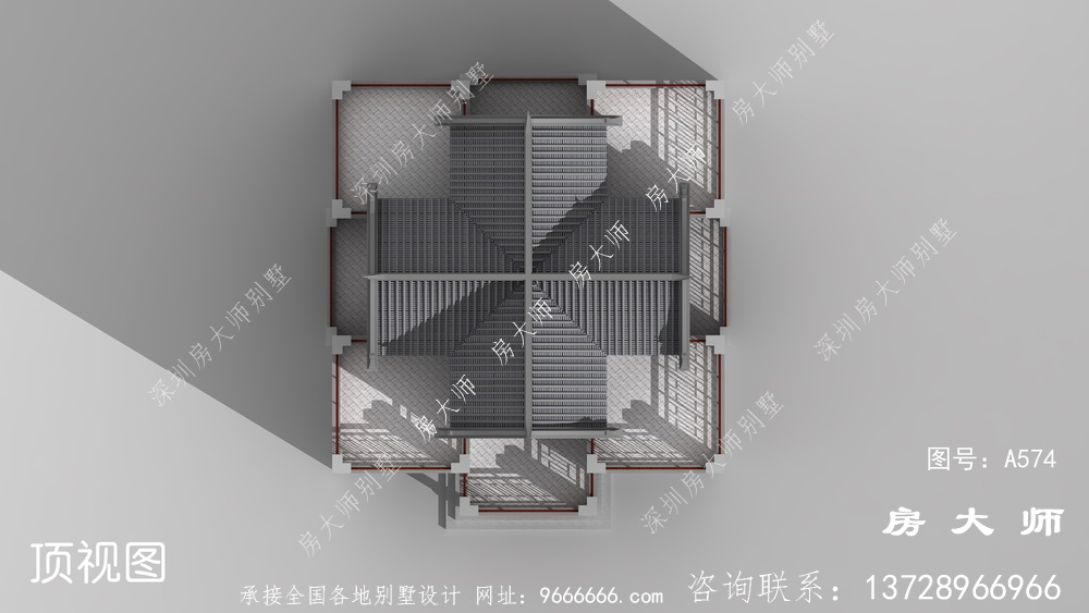 清新别致的三层中式潮派别墅效果图