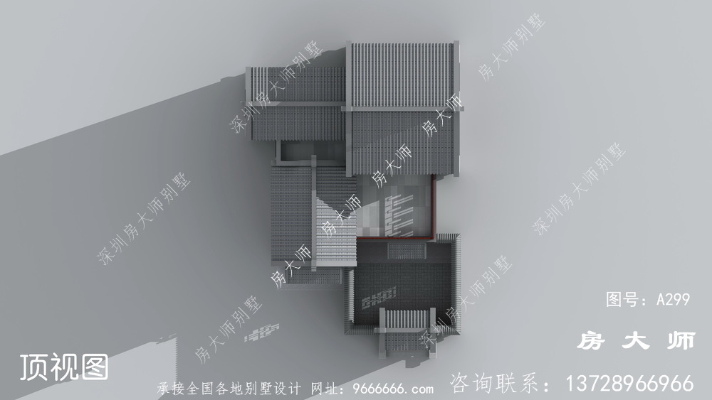 两层新中式院子别墅设计效果图