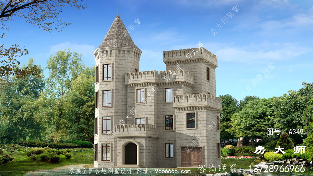 占地面积为192平方米的西式城堡别墅