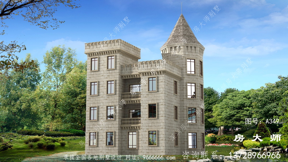 占地面积为192平方米的西式城堡别墅