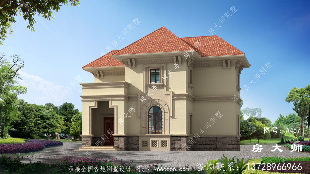 三层欧式风格别墅建筑图纸及效果图