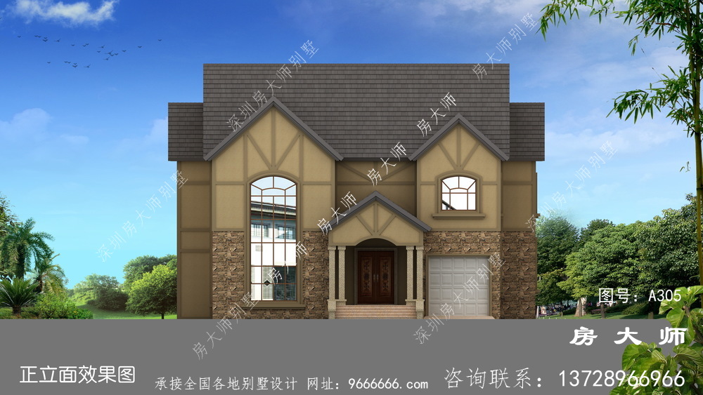 乡村简洁二层平顶房建造楼别墅设计图