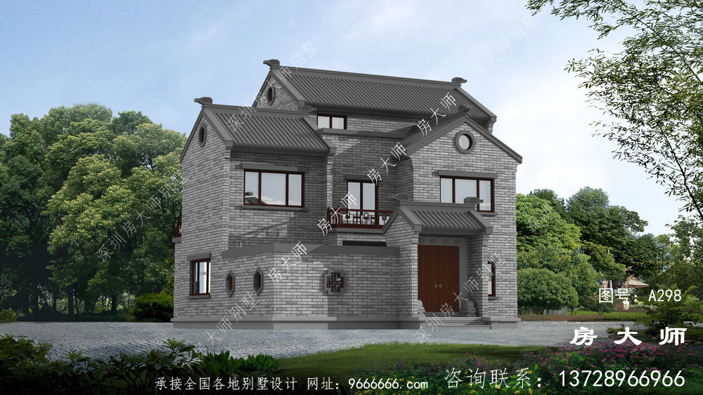 新中式农村自建别墅设计效果图