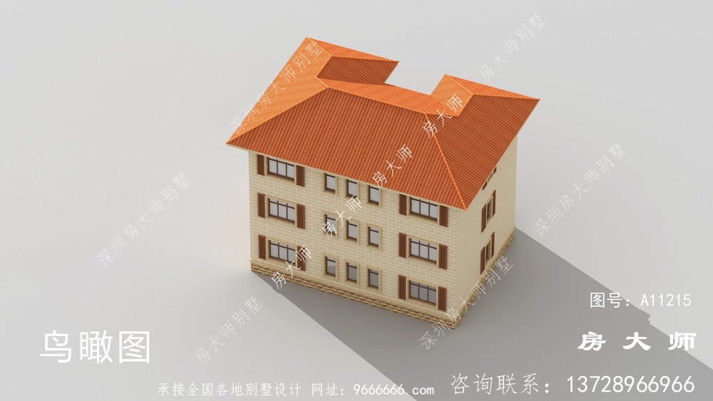 屋顶倾斜的三层别墅设计图简洁大方