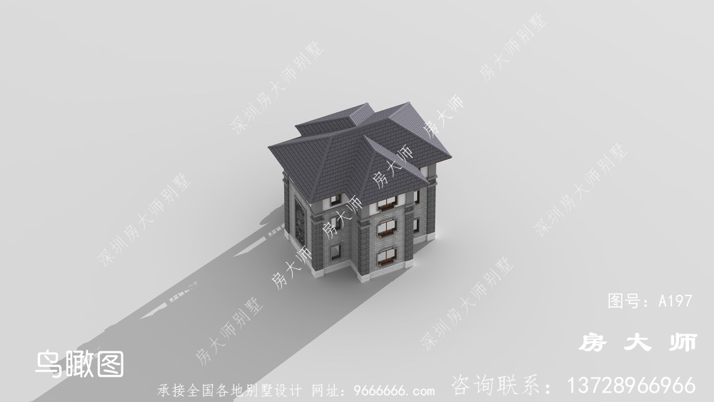农村新中式三层小别墅设计