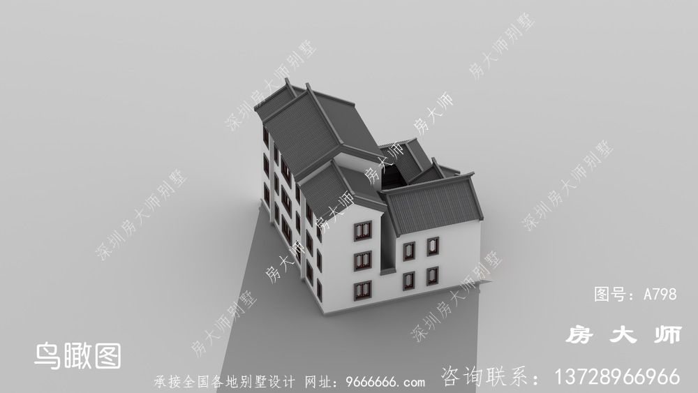 新中式四合院三层别墅设计图纸