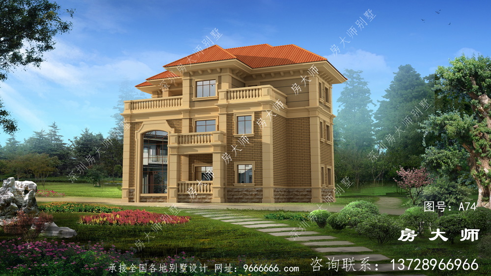 新别墅的外观设计图纸显示出奢华的氛围。
