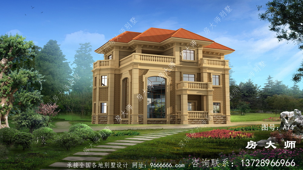 新别墅的外观设计图纸显示出奢华的氛围。