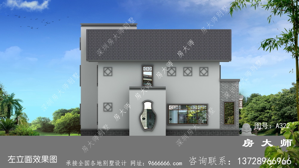 新中式别致二层别墅设计图纸