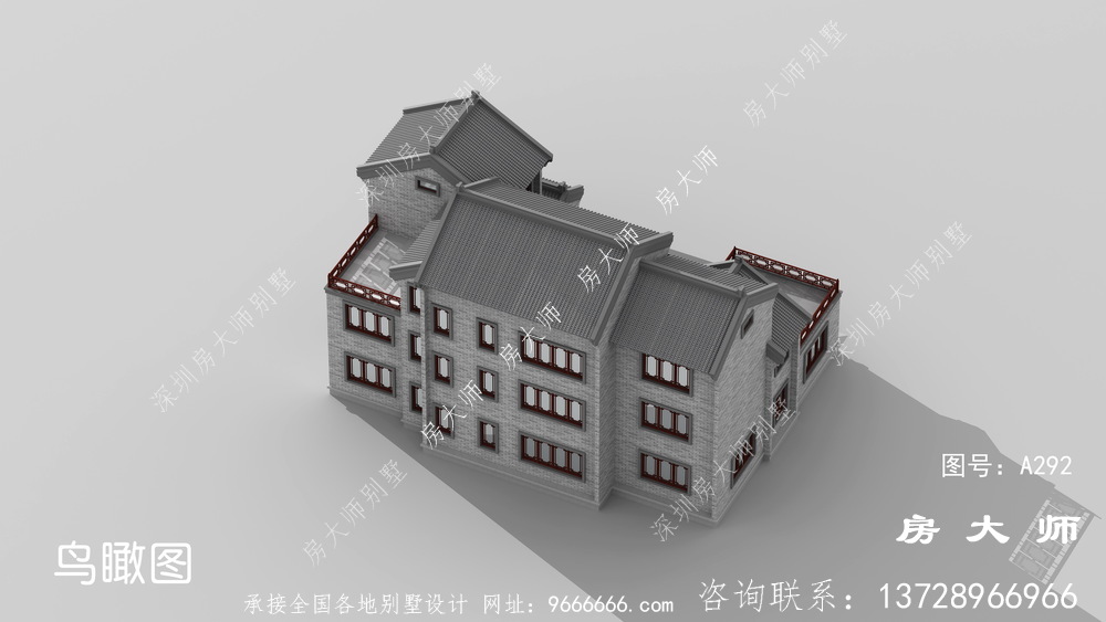  中式风格独栋别墅效果图大全