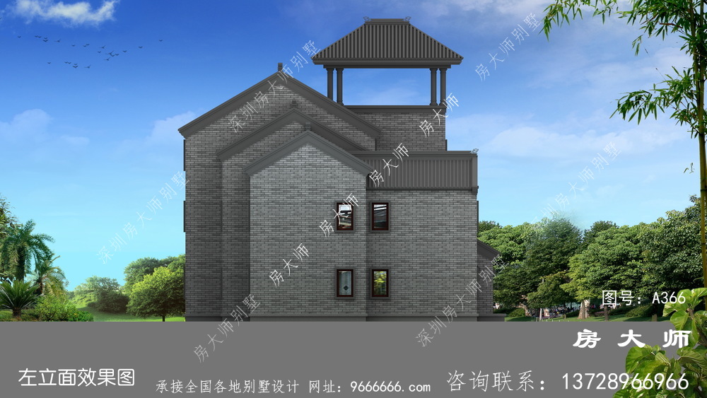 中式三层乡村别墅设计图纸