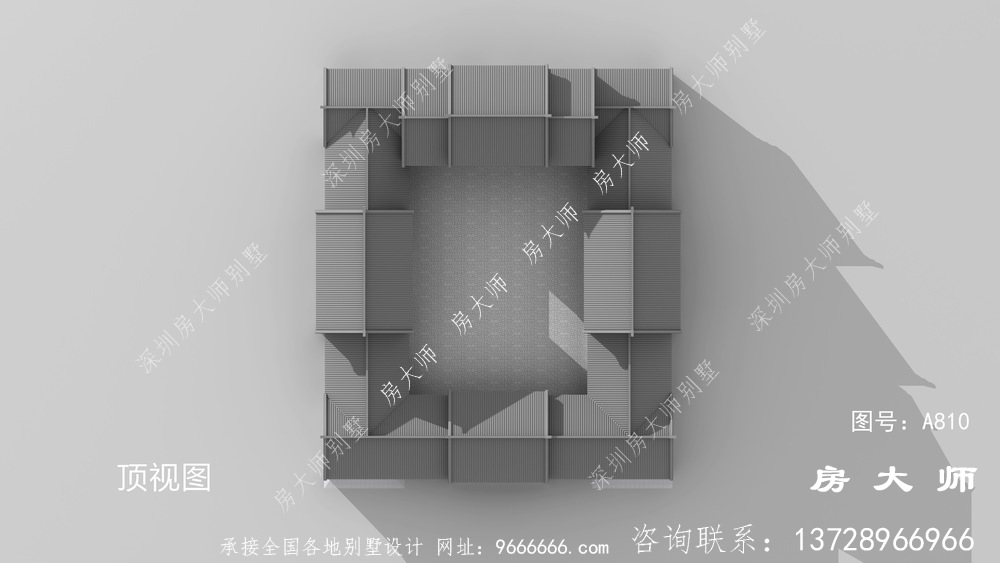 中式四合院单层乡村房子设计图，含外型照片