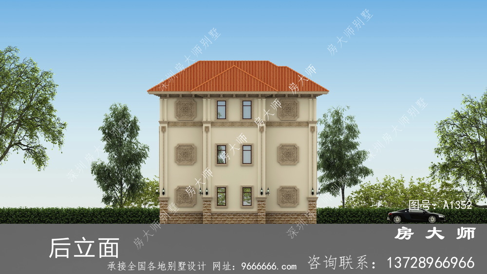 农村高雅欧式三层复式别墅设计图