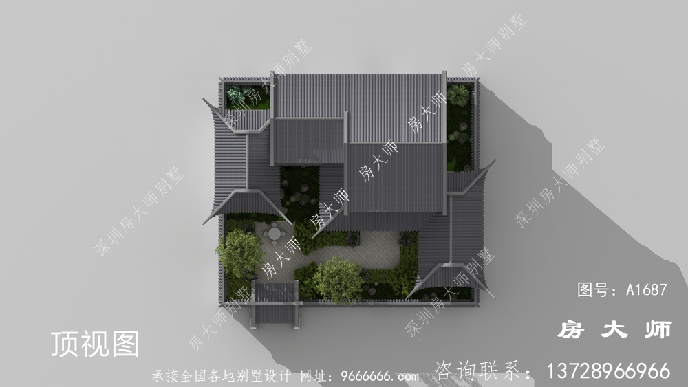 漂亮的两层苏式园林别墅设计户型效果图