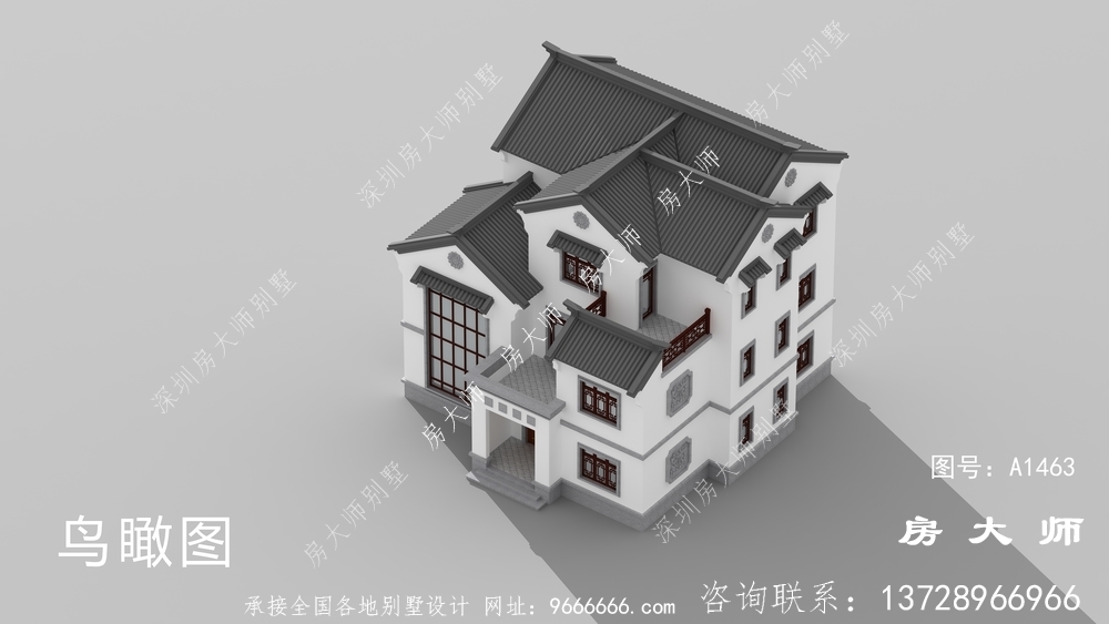 新中式复式三层别墅设计图