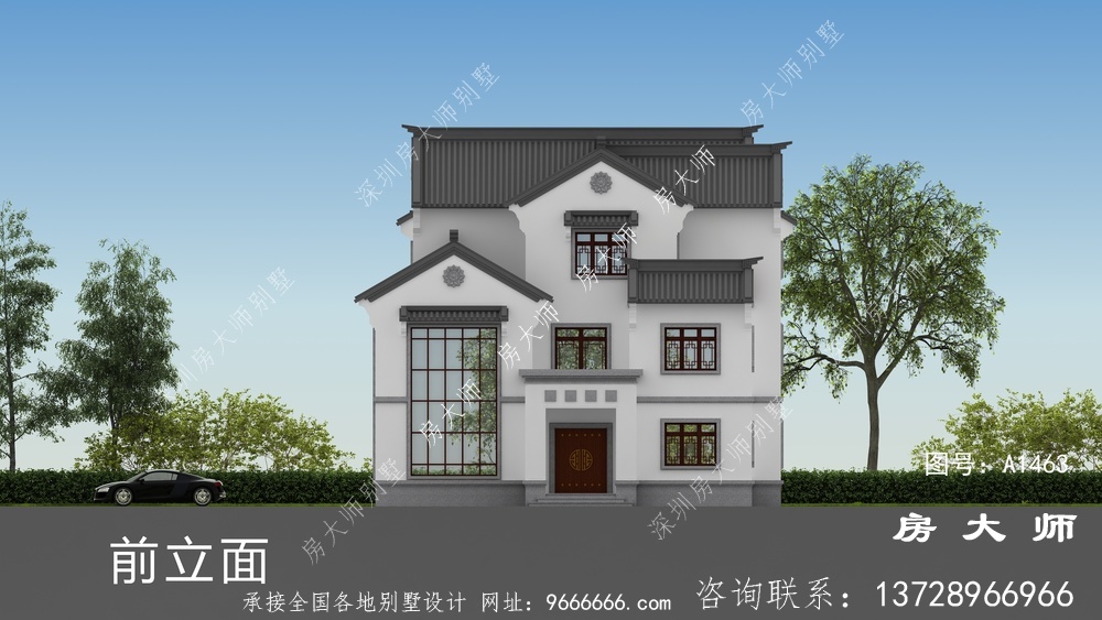 新中式复式三层别墅设计图