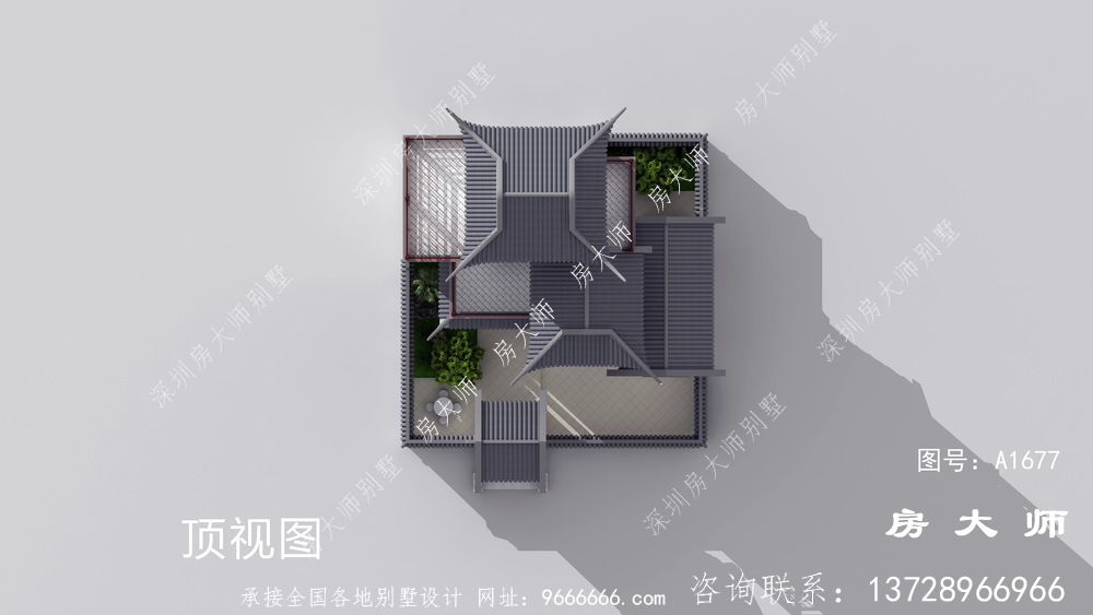 新中式三层苏式园林别墅效果图