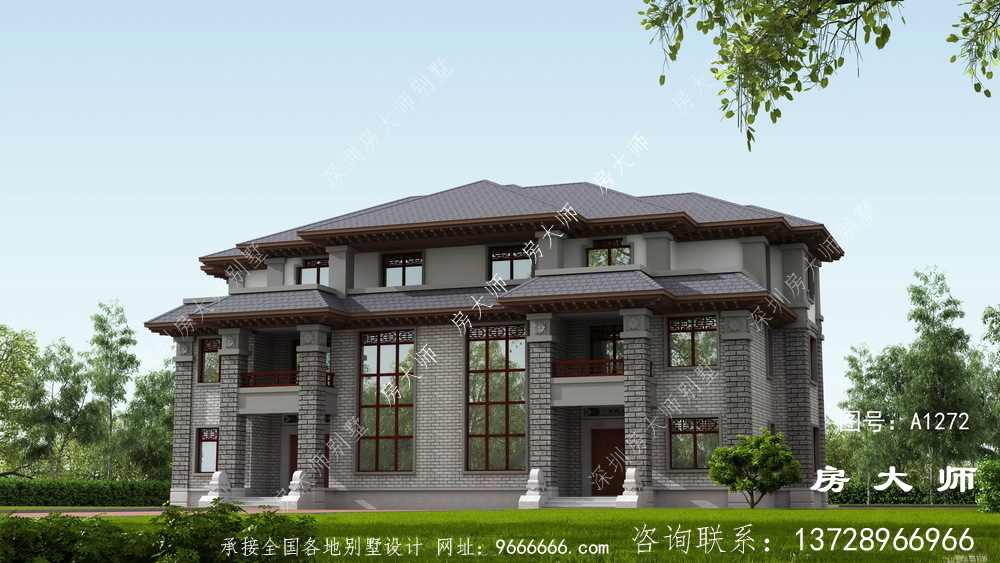 新农村三层住宅设计简单时尚，中式风格