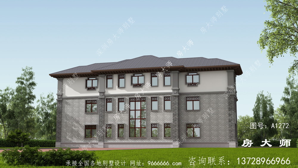 新农村三层住宅设计简单时尚，中式风格