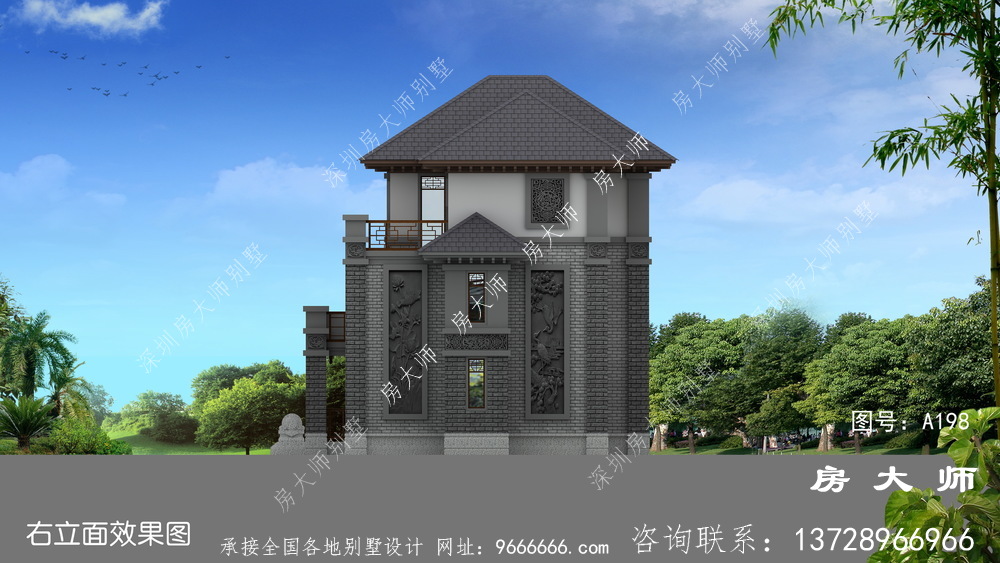 农村新中式三层经典别墅设计图