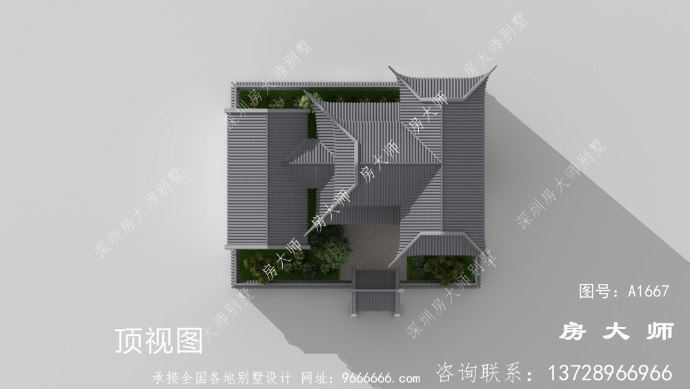 中式三层别墅的设计图新颖美观。