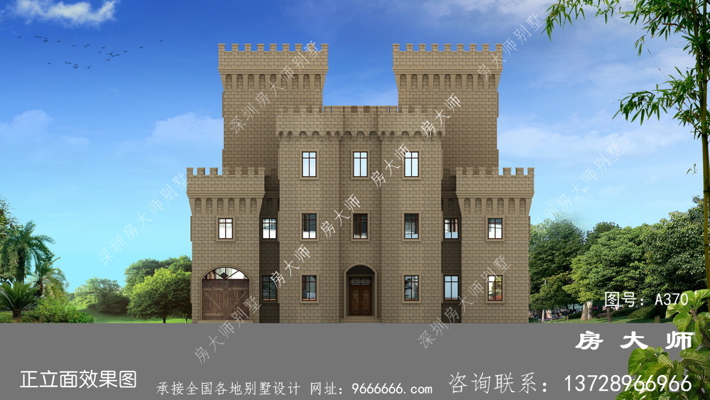 欧式气派城堡式四层别墅设计图纸