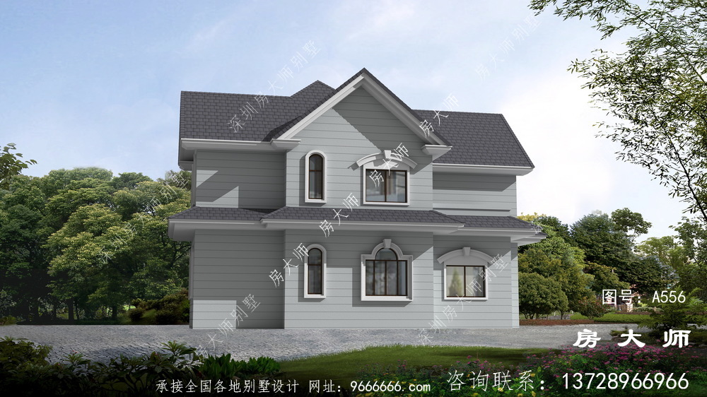 实用的美式二层别墅住宅设计图。