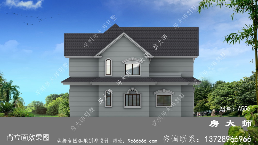 实用的美式二层别墅住宅设计图。
