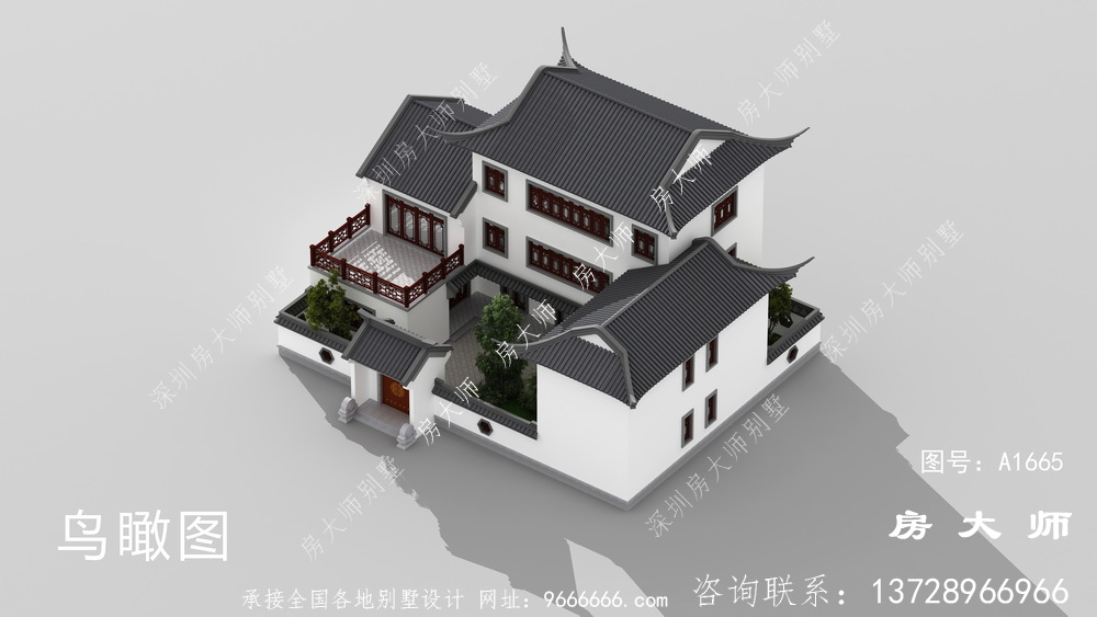 三层乡村别墅自建房设计图，一个图纸两种房型。
