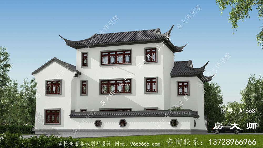 三层苏式园林别墅，传统的中国式建筑