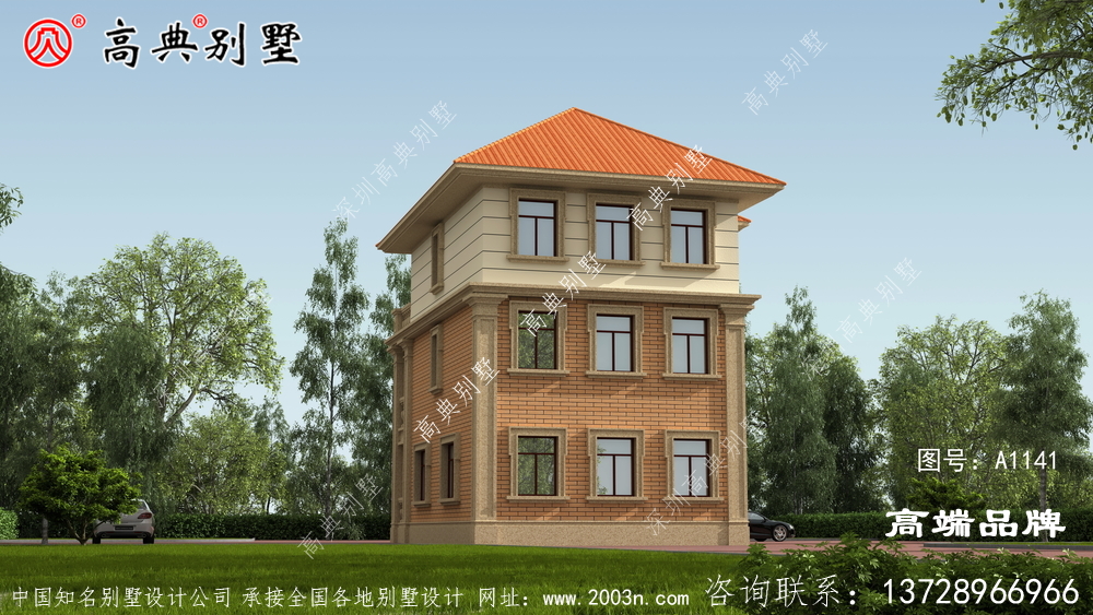 中式别墅怎么建的新颖不老气，当然是配上复式落地窗啦