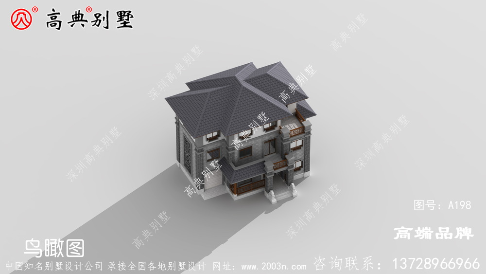 新中式风格三层别墅，简单易建又美观